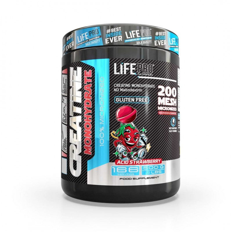 Life Pro Creatine Monohydrate 200mesh 500g Acid Strawberry