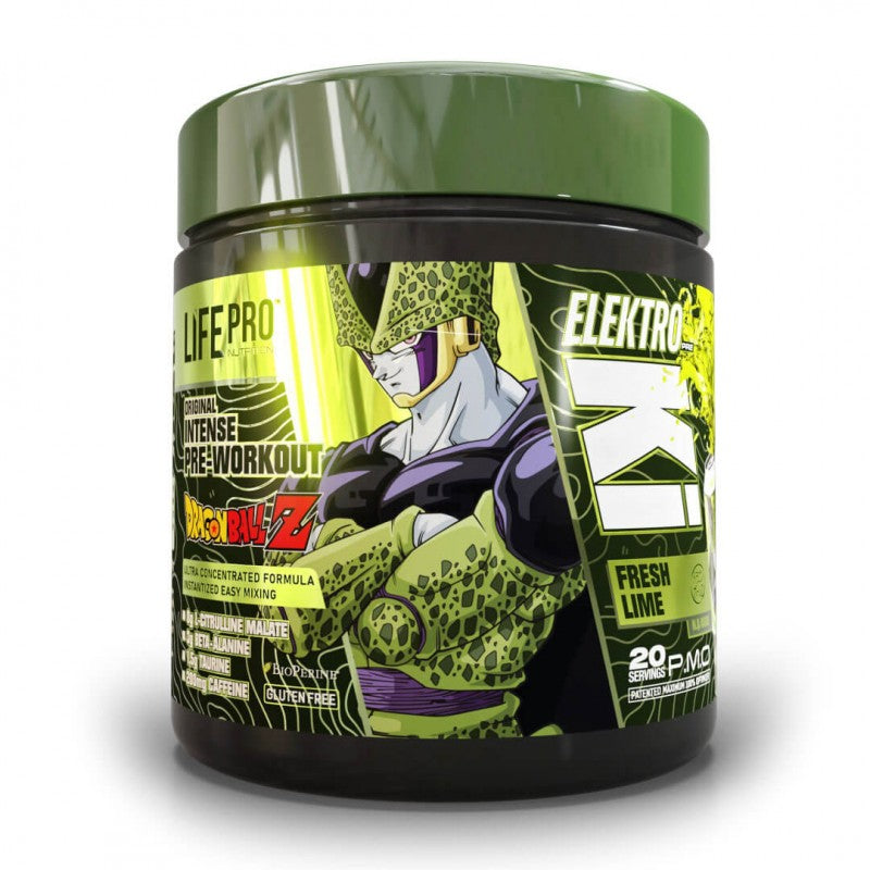Preentreno Life Pro Elektro Cafein free Dragon Ball Z Limited Edition 400g Fresh Lime.